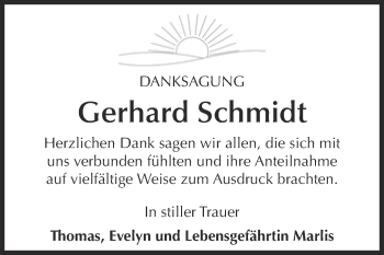 Traueranzeige von Gerhard Schmidt von WVG - Wochenspiegel Dessau / Köthen