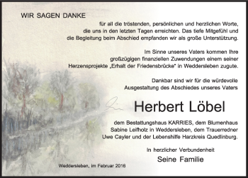 Traueranzeige von Herbert Löbel von Mitteldeutsche Zeitung Quedlinburg