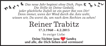 Traueranzeige von Reiner Trabitz von Mitteldeutsche Zeitung Wittenberg