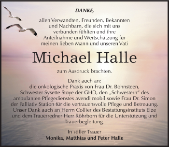 Traueranzeige von Michael Halle von Mitteldeutsche Zeitung Dessau-Roßlau