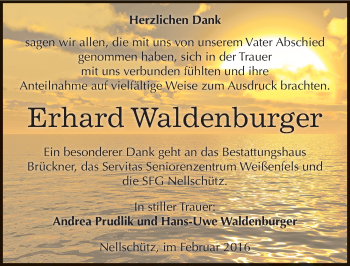 Traueranzeige von Erhard Waldenburger von Mitteldeutsche Zeitung Weißenfels