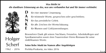 Traueranzeige von Holger Scherf von Mitteldeutsche Zeitung Zeitz