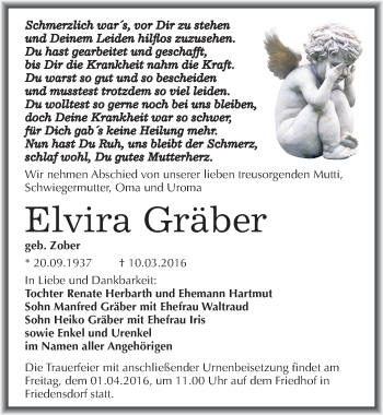 Traueranzeige von Elvira Gräber von Mitteldeutsche Zeitung Merseburg/Querfurt