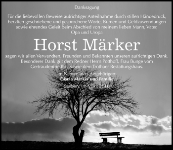 Traueranzeige von Horst Märker von Mitteldeutsche Zeitung Halle/Saalkreis