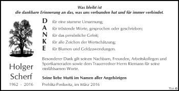 Traueranzeige von Holger Scherf von Super Sonntag Zeitz