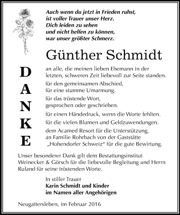 Traueranzeige von Günther Schmidt von Mitteldeutsche Zeitung Bernburg