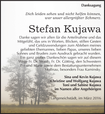 Traueranzeige von Stefan Kujawa von Mitteldeutsche Zeitung Merseburg/Querfurt