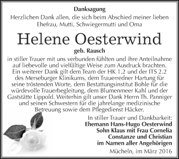 Traueranzeige von Helene Oesterwind von Super Sonntag Merseburg