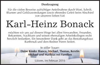 Traueranzeige von Karl-Heinz Bonack von Mitteldeutsche Zeitung Weißenfels