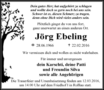 Traueranzeige von Jörg Ebeling von Mitteldeutsche Zeitung Dessau-Roßlau