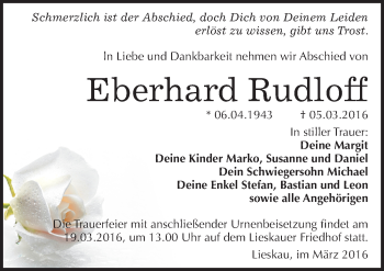 Traueranzeige von Eberhard Rudloff von Mitteldeutsche Zeitung Halle/Saalkreis