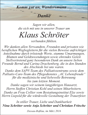 Traueranzeige von Klaus Schröter von Mitteldeutsche Zeitung Dessau-Roßlau
