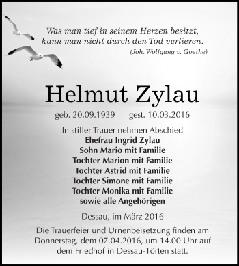 Traueranzeige von Helmut Zylau von WVG - Wochenspiegel Wittenberg