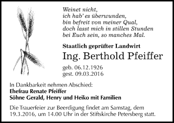 Traueranzeige von Berthold Pfeiffer von Mitteldeutsche Zeitung Halle/Saalkreis