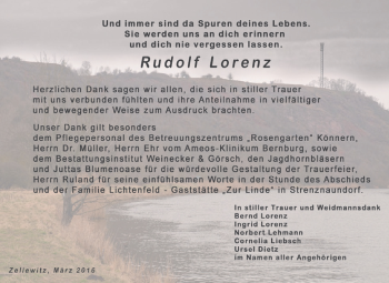 Traueranzeige von Rudolf Lorenz von Super Sonntag Bernburg