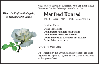 Traueranzeige von Manfred Konrad von Mitteldeutsche Zeitung Zeitz