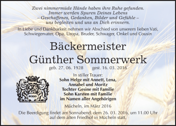 Traueranzeige von Günther Sommerwerk von Mitteldeutsche Zeitung Merseburg/Querfurt