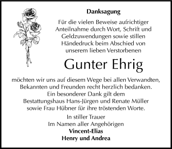 Traueranzeige von Gunter Ehrig von Mitteldeutsche Zeitung Aschersleben