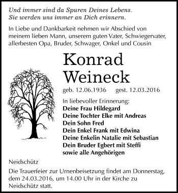 Traueranzeige von Konrad Weineck von Mitteldeutsche Zeitung Naumburg/Nebra