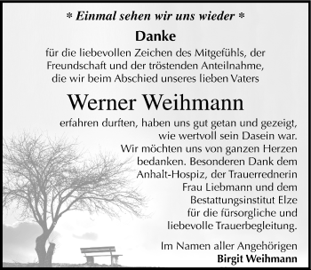 Traueranzeige von Werner Weihmann von Mitteldeutsche Zeitung Dessau-Roßlau