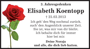 Traueranzeige von Elisabeth Koentopp von Mitteldeutsche Zeitung Dessau-Roßlau