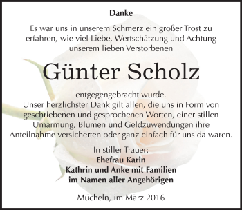 Traueranzeige von Günter Scholz von Mitteldeutsche Zeitung Merseburg/Querfurt