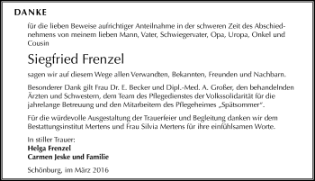 Traueranzeige von Siegfried Frenzel von Mitteldeutsche Zeitung Naumburg/Nebra