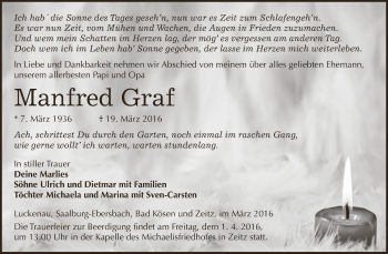 Traueranzeige von Manfred Graf von Super Sonntag Zeitz