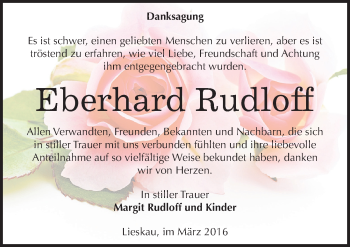 Traueranzeige von Eberhard Rudloff von Mitteldeutsche Zeitung Halle/Saalkreis