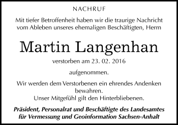 Traueranzeige von Martin Langenhan von Mitteldeutsche Zeitung Merseburg/Querfurt