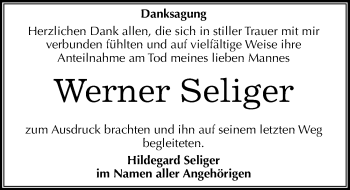 Traueranzeige von Werner Seliger von Mitteldeutsche Zeitung Merseburg/Querfurt