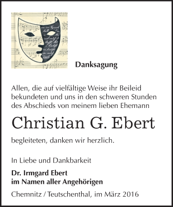 Traueranzeige von Christian G. Ebert von Mitteldeutsche Zeitung
