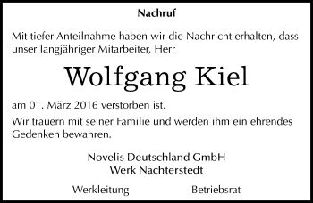 Traueranzeige von Wolfgang Kiel von Mitteldeutsche Zeitung