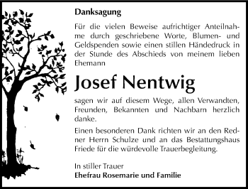 Traueranzeige von Josef Nentwig von Mitteldeutsche Zeitung Dessau-Roßlau