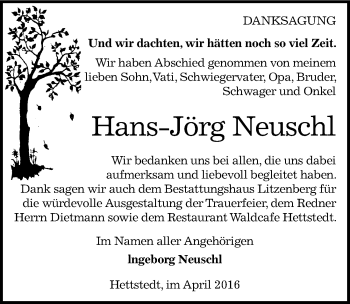 Traueranzeige von Hans-Jörg Neuschl von Mitteldeutsche Zeitung Sangerhausen