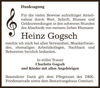 Traueranzeige von Heinz Gogsch von Super Sonntag Zeitz