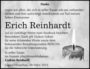 Traueranzeige von Erich Reinhardt von Mitteldeutsche Zeitung Merseburg/Querfurt