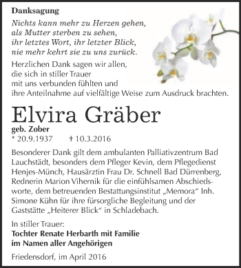 Traueranzeige von Elvira Gräber von Super Sonntag Merseburg