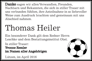 Traueranzeige von Thomas Heiler von Super Sonntag Merseburg