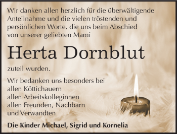 Traueranzeige von Herta Dornblut von Mitteldeutsche Zeitung Zeitz