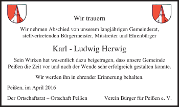 Traueranzeige von Karl-Ludwig Herwig von Mitteldeutsche Zeitung Halle/Saalkreis
