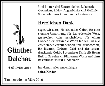 Traueranzeige von Günther Dalchau von Mitteldeutsche Zeitung Quedlinburg