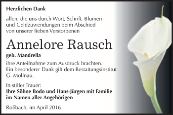 Traueranzeige von Annelore Rausch von WVG - Wochenspiegel Merseburg