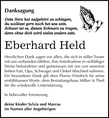 Traueranzeige von Eberhard Held von Mitteldeutsche Zeitung Zeitz