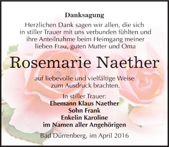 Traueranzeige von Rosemarie Naether von Mitteldeutsche Zeitung Merseburg/Querfurt
