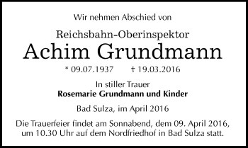 Traueranzeige von Achim Grundmann von Mitteldeutsche Zeitung Naumburg/Nebra