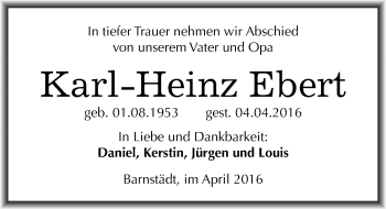 Traueranzeige von Karl-Heinz Ebert von Mitteldeutsche Zeitung Merseburg/Querfurt