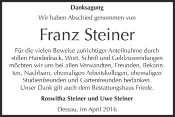 Traueranzeige von Wolfgang Pannicke von Mitteldeutsche Zeitung Köthen