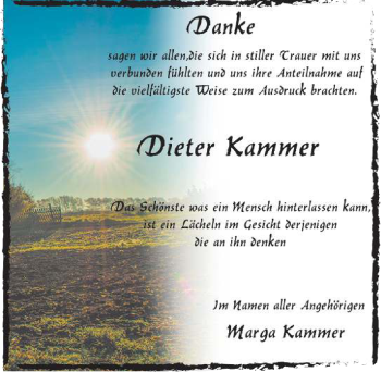 Traueranzeige von Dieter Kammer von Mitteldeutsche Zeitung Merseburg/Querfurt
