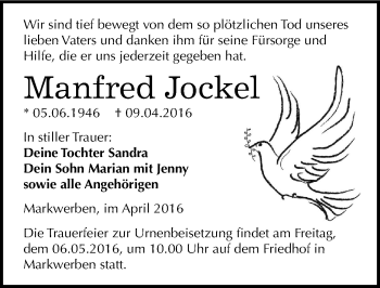 Traueranzeige von Manfred Jockel von Mitteldeutsche Zeitung Weißenfels
